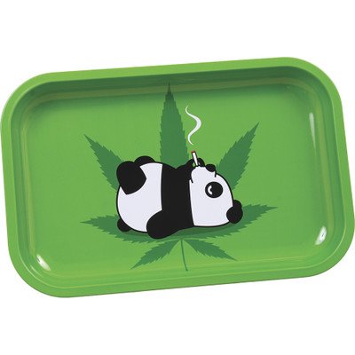 SMALL PANDA SMOKING CIGARETTE ROLLING TRAY