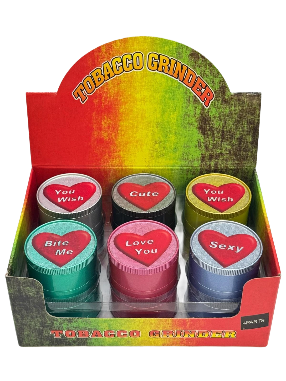 HEARTS 3 PARTS 51MM GRINDER - DISPLAY OF 12