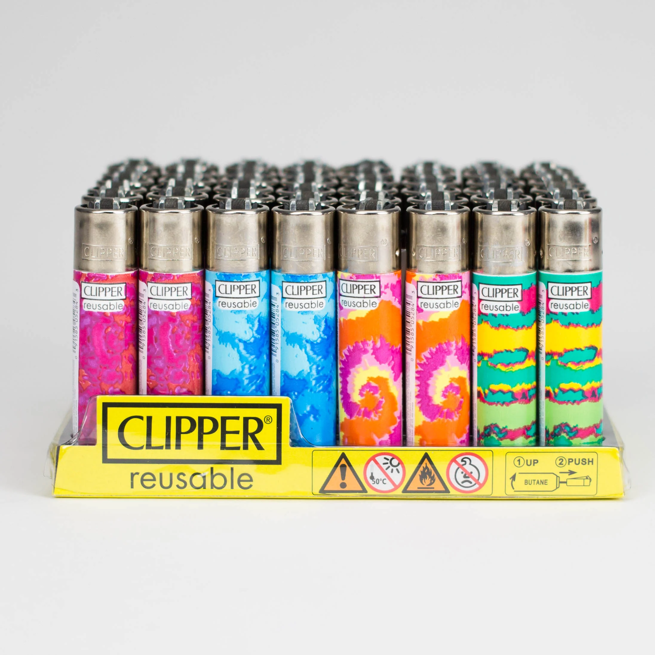 CLIPPER CP11TD1 TIE DYE LIGHTERS - DISPLAY OF 48