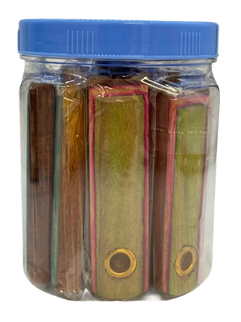 ASSORTED WOODEN HANDPIPE 4" - JAR OF 12